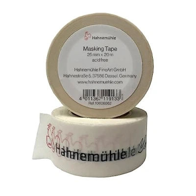 Imagen de Hahnemühle Cinta adhesiva Washi impermeable para acuarela, 20 metros de largo (blanco, 25 mm)