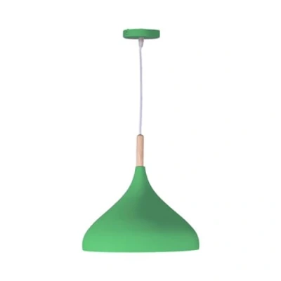 Imagen de BEL AIR HOME Lámpara Colgante Baviera 1xE 27 (BOMBILLA NO INCLUIDA) Diámetro 30 cm Metal y Madera Altura Ajustable (VERDE)