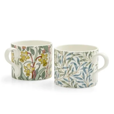 Imagen de Portmeirion Home &amp; Gifts Spode Morris Co Juego de 2 tazas con diseño narciso y ramas sauce, multicolor (MCOJ8726 XG)