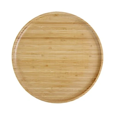 Imagen de pandoo platos de bambú reutilizables, 100% bambú, redondos madera, decoración platos, vajilla, juego 4 x 30 cm