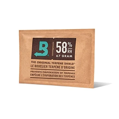 Imagen de Boveda Bolsitas para almacenar remedios naturales Control doble de la humedad 58 % HR Tamaño 67 un máximo 450 g Previene pérdida terpenos por sequedad y moho Pack 1