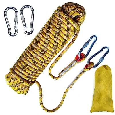 Imagen de Cuerda de Escalada al Aire Libre, 2 mosquetones, 8 mm diámetro, Seguridad Trenzada, Nailon, Longitud 10 m, para Exterior, Senderismo, Accesorios, Deportes, Camping
