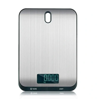 Imagen de QL Báscula de Cocina Digital Acero Inoxidable,Balanza Precisión 10kg/22lbs con Pantalla LCD y Funcion Tara,Balanza Alimentos para Colgar,Negro