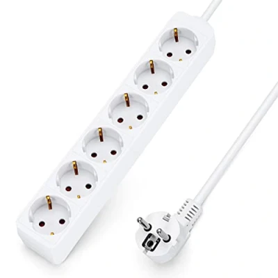 Imagen de Aigostar Regleta alargador de 6 enchufes con cable 5 metros,color blanco