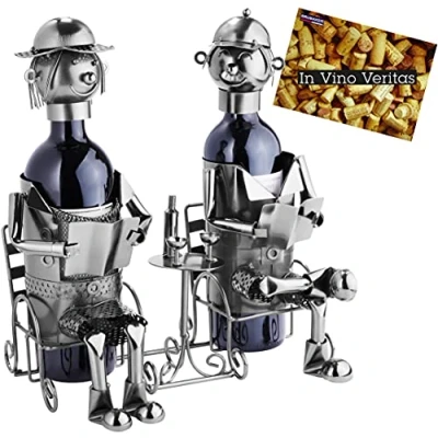 Imagen de BRUBAKER Soporte para Botellas de Pareja Metal con Tarjeta Regalo