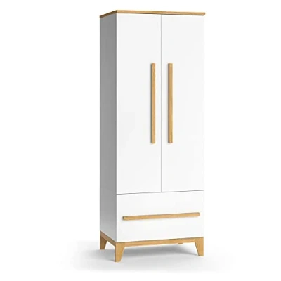 Imagen de VitaliSpa Armario de Ropa para niños Malia, Blanco/Roble, 70 x 187 cm