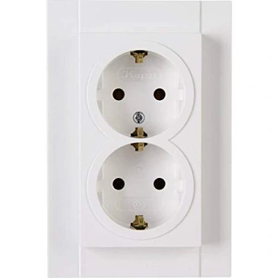 Imagen de Kopp Enchufe sin Mayor Protección contra Contactos Athenis, Color Blanco Puro, Unidad Completa para Instalación en una Caja de Interruptores Simple, Ø60 mm, 929529084