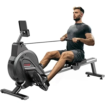 Imagen de Dripex máquina de remo magnético, interior súper silenciosa con resistencia ajustable 16 niveles, riel deslizante aluminio y monitor LCD apto para gimnasio en casa (negro oscuro)