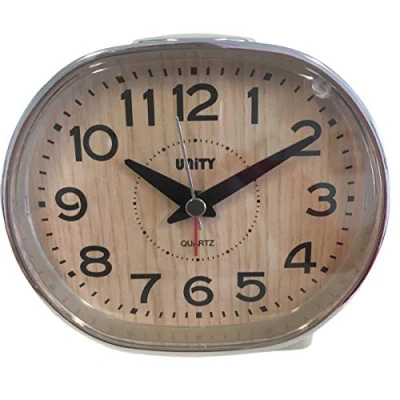 Imagen de Unity Reloj Despertador con Campana, Efecto Madera marrón, 10,5 x 10 7 cm