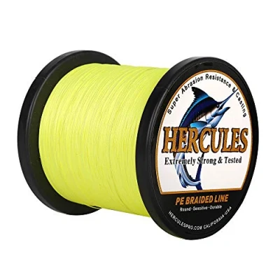 Imagen de HERCULES Sedal Trenzado de 4 Hilos, 100 2000 m, 6 LB, Súper Suave, Polietileno, Multifilamento Hilo Pescar en el mar y Agua