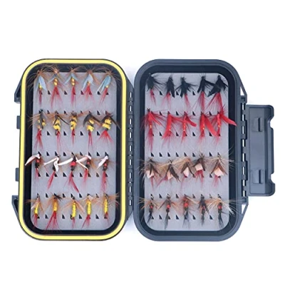 Imagen de ANCLLO Kit de 40 Moscas para Pesca con Mosca, Surtido Señuelos Caja Impermeable Artificiales Mosca