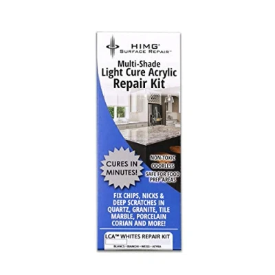 Imagen de Blanco Juego de reparación mejorado para mármol, azulejos, fundición mineral, cerámica, porcelana, cuarzo astillas y daños superficiales HIMG Surface Repair