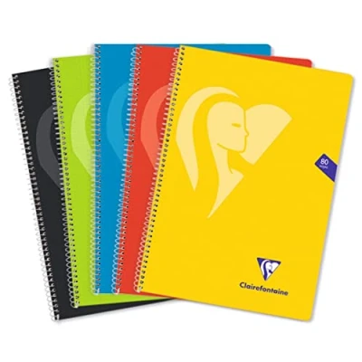 Imagen de Clairefontaine 596953C Mimesys cahier spiralé polypro Folio 21,5x31cm 160p Q.4x4 + marge couleurs VIVES couleur aléatoire