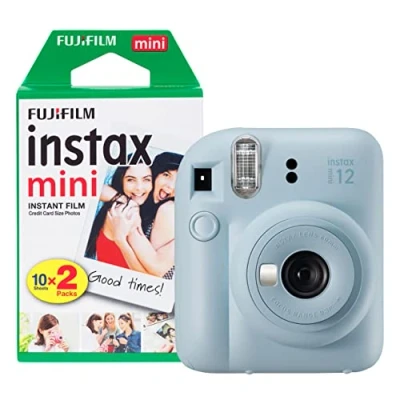 Imagen de Fujifilm Instax Mini 12 Cámara instantánea con Paquete de 20 películas Disparo, Color Azul Pastel