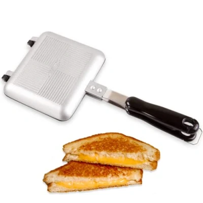 Imagen de Tostadora de Sándwiches ICO, Sandwichera Camping Anti adherente, Queso a la Parrilla para Cocina o al Fuego