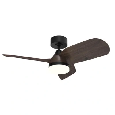 Imagen de wonderlamp Ventilador de techo LED 18W Borse Negro+Madera oscura CCT 3000 4000 6000K, Intensidad regulable Con Mando ø90cm