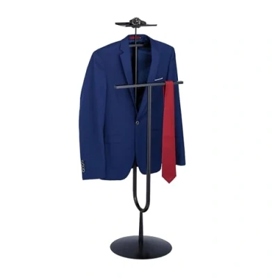 Imagen de Relaxdays Servo MUTO da Camera Galán de Noche para Chaqueta y Pantalón, 121 x 45 33,5 cm, Hecho Acero, Percha Pie con Balda, Negro