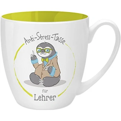 Imagen de GRUSS &amp; CO 45495 Taza antiestrés para Profesores, 45 cl, Regalo New Bone China, Amarillo, 9,5 cm Taza, Porcelana de Ceniza Hueso, 9.5