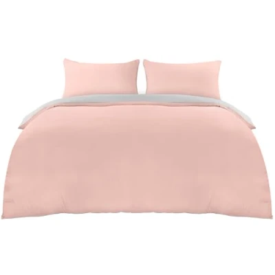Imagen de Utopia Bedding Funda Nordica Cama 105 Microfibra Juego de Edredon 200x200 cm y 2 Fundas Almohada 50x75 (Gris/Rosa)