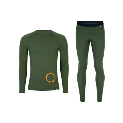 Imagen de DANISH ENDURANCE Conjunto de Lana Merina para Hombre, Camiseta y Pantalon, Capa Base Premium, Verde, S