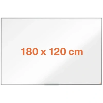 Imagen de Nobo Pizarra Magnética de Acero, 1800 x 1200 mm, Marco Aluminio, Fijado a la Pared con Montaje en las Esquinas, Bandeja para Rotuladores, Gama Essence, Blanco, 1905213