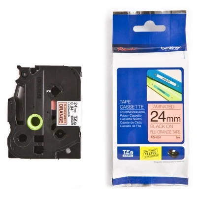 Imagen de P Touch 9200PC Brother TZe B51 Cinta negro sobre naranja fluorescente 24mm (original)