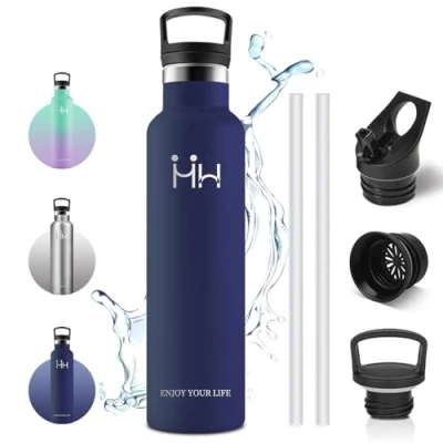 Imagen de Vikaster Botella Agua termica, Acero Inoxidable 1 litro, Estanqueidad, Mantener 12H Caliente/24 Frío, Termo Sin BPA, para Deporte, Viaje, Escuela, Exterior, Hogar, Oficina