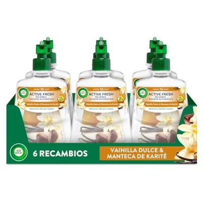 Imagen de Air Wick Active Fresh Spray Automatico Sin Aerosol Ambientador para casa con aroma a Vainilla Pack de 6 Recambios (228mlx6)