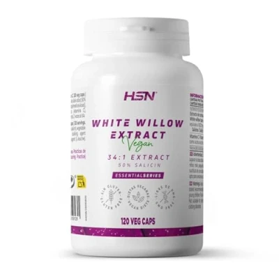 Imagen de HSN Extracto de Sauce Blanco (50% en salicina) Salix alba 240mg 120 Cápsulas Vegetales Corteza White Willow 34x Veces Más Concentrado No GMO, Vegano, Sin Gluten