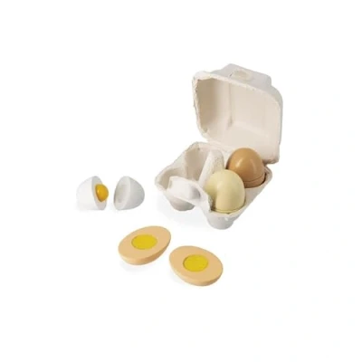 Imagen de Janod Huevera con 4 Huevos de Madera Juguete Imitación Cocina y Vajilla Sistemas Apertura Distintos Pintura al Agua A partir 3 Años, J06593