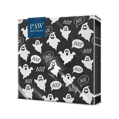 Imagen de PAW Servilletas de Papel 3 Capas (33 x 33 cm) 20 Unidades Decorativas con Temática Otoño Diseño Hojas Ideal para Decoración Otoñal y Eventos Color: Boo Black