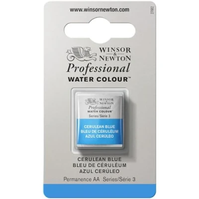 Imagen de Winsor &amp; Newton Acuarela Profesional Pintura de Acuarela, Alta Luminosidad, Resistente a la Luz, Calidad Archivo, 1/2 Godet, Color Azul Cerúleo