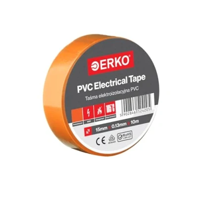 Imagen de ERKO Cinta aislante Naranja PVC 15mm x 10m Reparación de conductos eléctricos, Alta flexibilidad con fuerte adhesión, Resistente a productos químicos, Cloruro Polivinilo