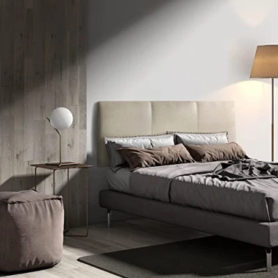 Imagen de MOMMA HOME Cabecero de Cama en Tela Modelo ANIKE tapizado Suave Acolchado Acabado Tejido Incluye herrajes para Colgar (Beige, 150 x 60 cm)