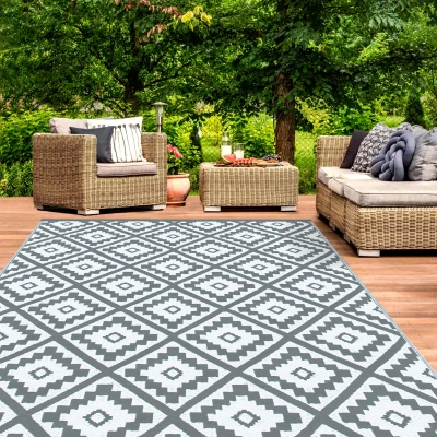 Imagen de IDMarket Bahamas Alfombra exterior (270 x 370 cm), color gris