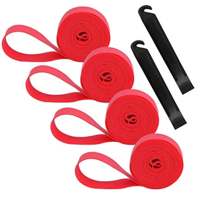 Imagen de QitinDasen 4Pcs Premium PVC Cinta de Llanta Bicicleta, 24&quot; Almohadilla Protectora Tubo Interior Revestimiento Neumático con 2Pcs Palanca (Rojo)