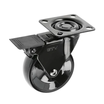Imagen de GTV Ruedas para muebles CALIBRO giratorias con freno diámetro 75 mm de plástico y acero Negro