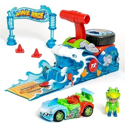 Imagen de T RACERS Wave Race Lanzador interactivo y piloto coche exclusivo, Pista de coches juguete