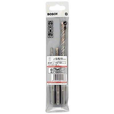 Imagen de Bosch 1 617 000 118 Juego de 3 brocas para martillos perforadores SDS plus 5 (diámetro 5,6,8 x 115 mm)