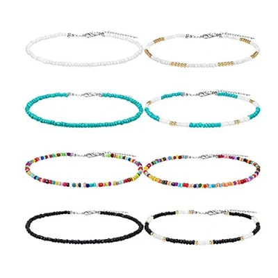 Imagen de Collar Con Cuentas, 8 Piezas Cuentas Gargantilla, Collares Perlas Gargantilla Boho Colores, Vidrio Ajustable Estilo Bohemio para Fiesta, Decoración Diaria (Varios Estilos)