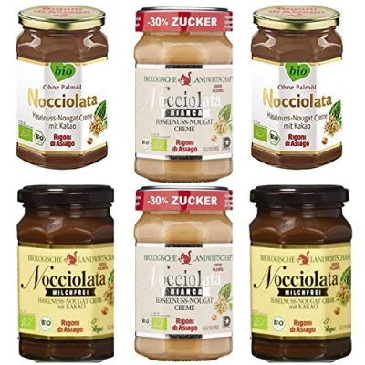 Imagen de Rigoni di Asiago 2 x Nocciolata, sin leche y Bianca 6 270 g crema de turrón nuez avellana aceite palma para untar pan