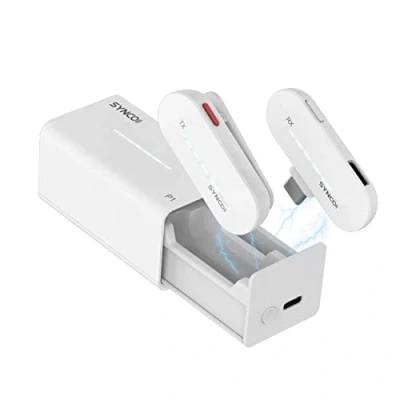 Imagen de SYNCO Micrófono Inalámbrico Móvil, P1T (Type C) Wireless Micro de Solapa 2.4 GHz con Funda Carga Plug &amp; Play Compatible Smartphone Tablet,