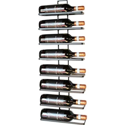 Imagen de DanDiBo Vino Estante de Metal en Negro para la Pared Montaje 8 Wine Ampliable Botella Soporte Botellas, Metal,
