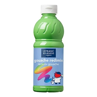 Imagen de Lefranc Bourgeois Color &amp; Co Educación, gouache líquida Redimix, témperas para niños, 500ML verde claro, pinturas niños y manualidades