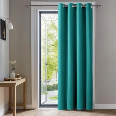 Imagen de Deconovo Cortinas Dormitorio Salon Opacas Moderna con Ojales, Termicas Aislantes Frio y Calor 140x290 cm(Ancho x Alto) Turquesa, 1 Pieza