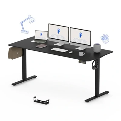 Imagen de FLEXISPOT Escritorio Eléctrico Ajustable en Altura con Tablero Blanca 180x80cm, Standing Desk para Computadora Gancho, Función de Memoria, Oficina y Dormitorio