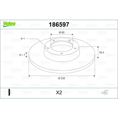Imagen de VALEO 186597 Disco de freno Eje trasero 232 9 5 macizo sin tornillo, anillo sensor ABS, cojimete rueda incorporado SEAT: Ibiza 4 Sportcoupe