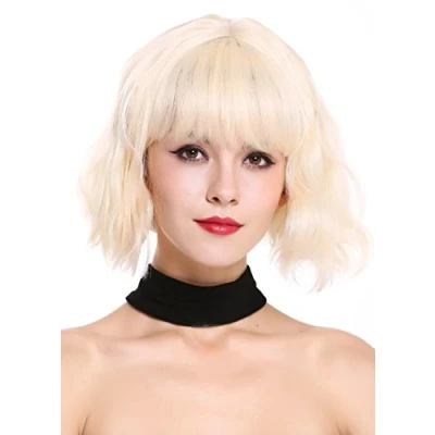 Imagen de WIG ME UP DL 052 88 peluca de mujer Bob largo pelo corto voluminoso salvaje ondulado flequillo rubio claro brillante
