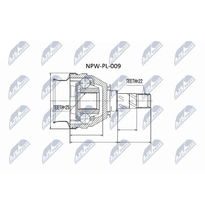 Imagen de NTY NPW PL 009 Junta Homocinética lado de engranaje OPEL: Zafira A, Astra F CC, Kadett E CC