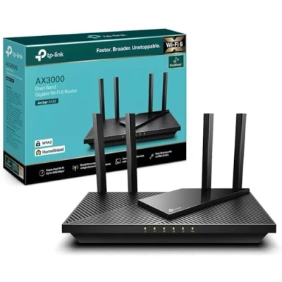 Imagen de TP Link Archer AX55 WiFi 6 Router AX3000, Soporta Mesh, Dual Band 5GHz/2GHz, 1x WAN / 4xLAN Gigabit, Puerto USB 3.0, Chasis Fino, Disipador de Calor, OFDMA, QoS, WPA3 (Reacondicionado)
